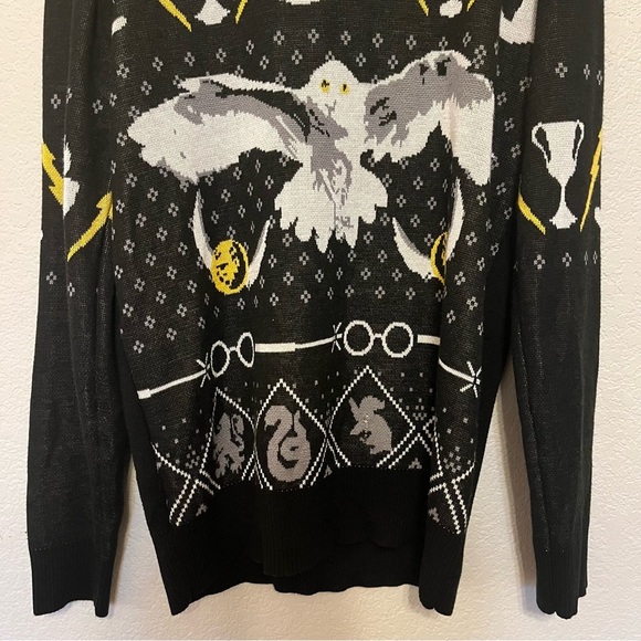 Box Lunch Harry Potter Wizarding World Quidditch Hedwig Golden Snitch Sweater - Picture 5 of 15